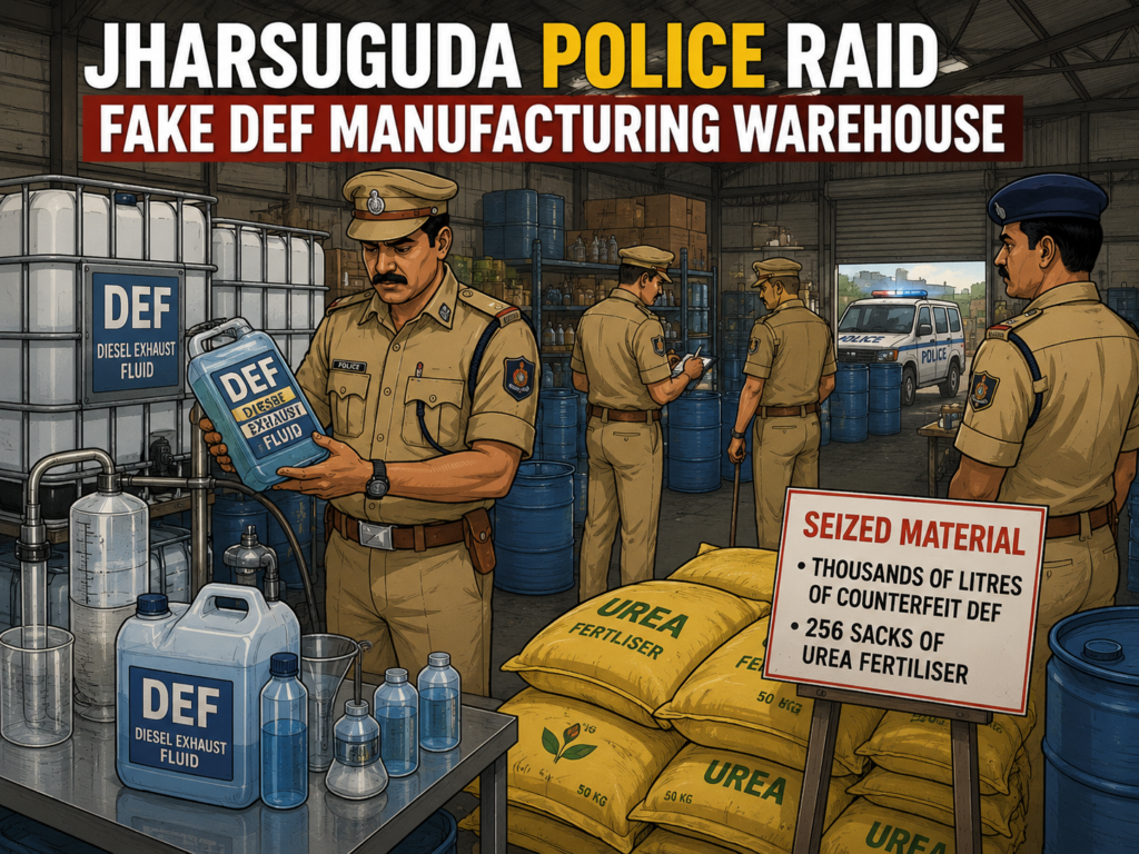 Jharsuguda Police Raid Fake DEF Manufacturing Warehouse