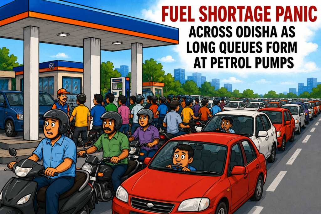 Fuel Shortage Panic Across Odisha as Long Queues Form at Petrol Pumps