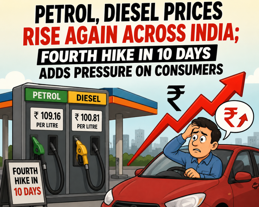 Petrol, Diesel Prices Rise Again Across India; Fourth Hike in 10 Days Adds Pressure on Consumers