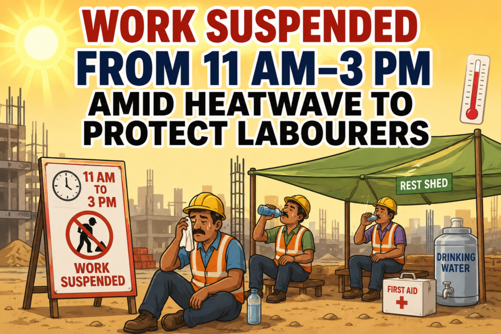 Work Suspended From 11 AM–3 PM Amid Heatwave to Protect Labourers