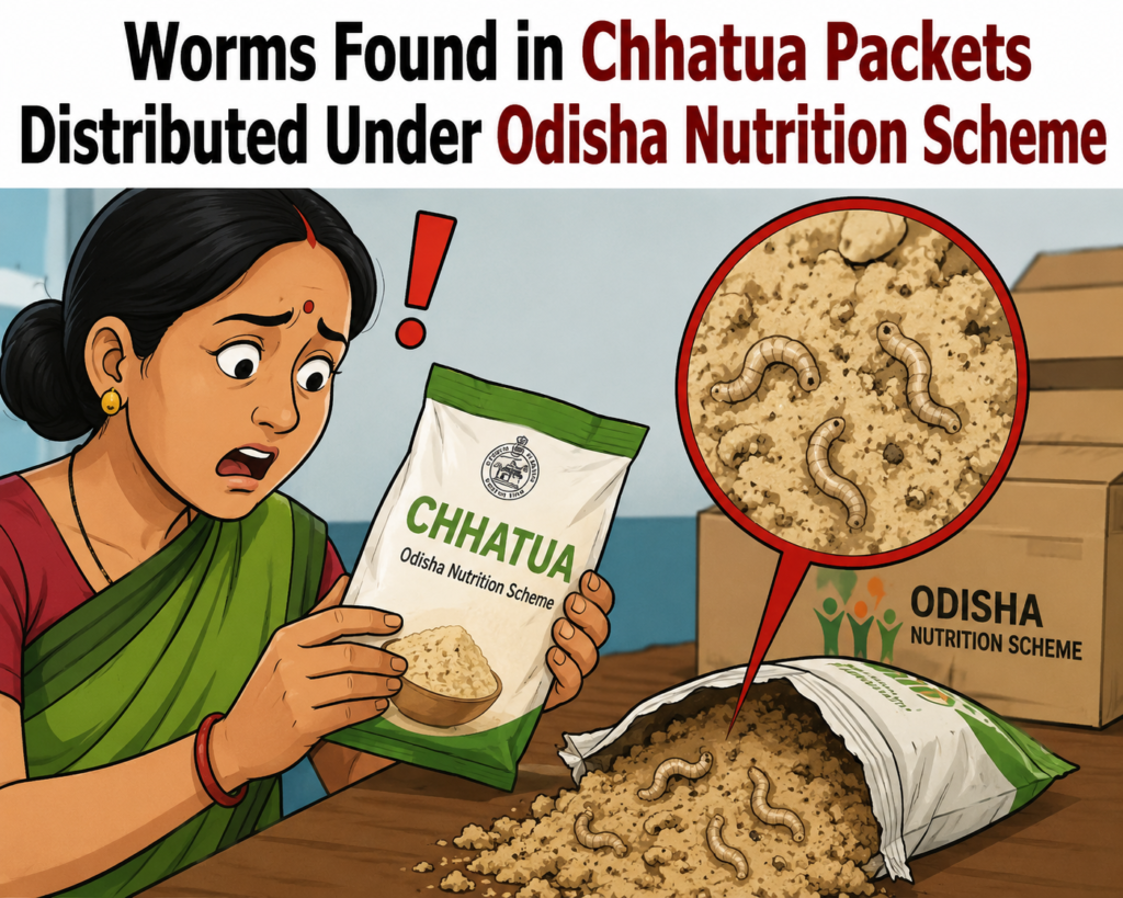 Serious Allegations in Bargarh: Worms, Sand Found in Chhatua Distributed Under Nutrition Scheme