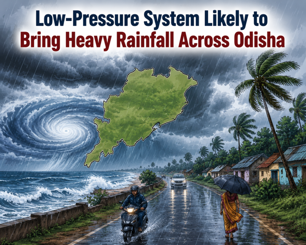 Low-Pressure System Likely to Bring Heavy Rainfall Across Odisha
