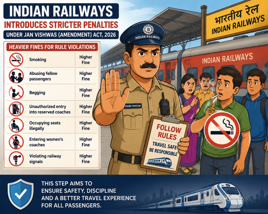 Indian Railways Introduces Stricter Penalties for Rule Violations Under Jan Vishwas Act 2026