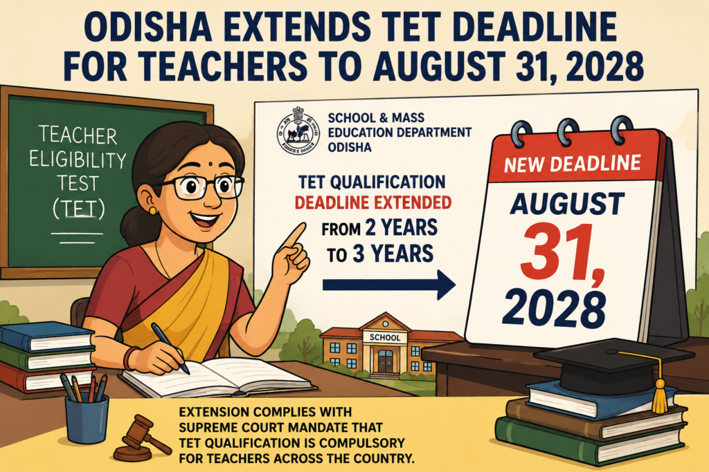 Odisha Extends TET Qualification Deadline for Teachers Until August 31, 2028