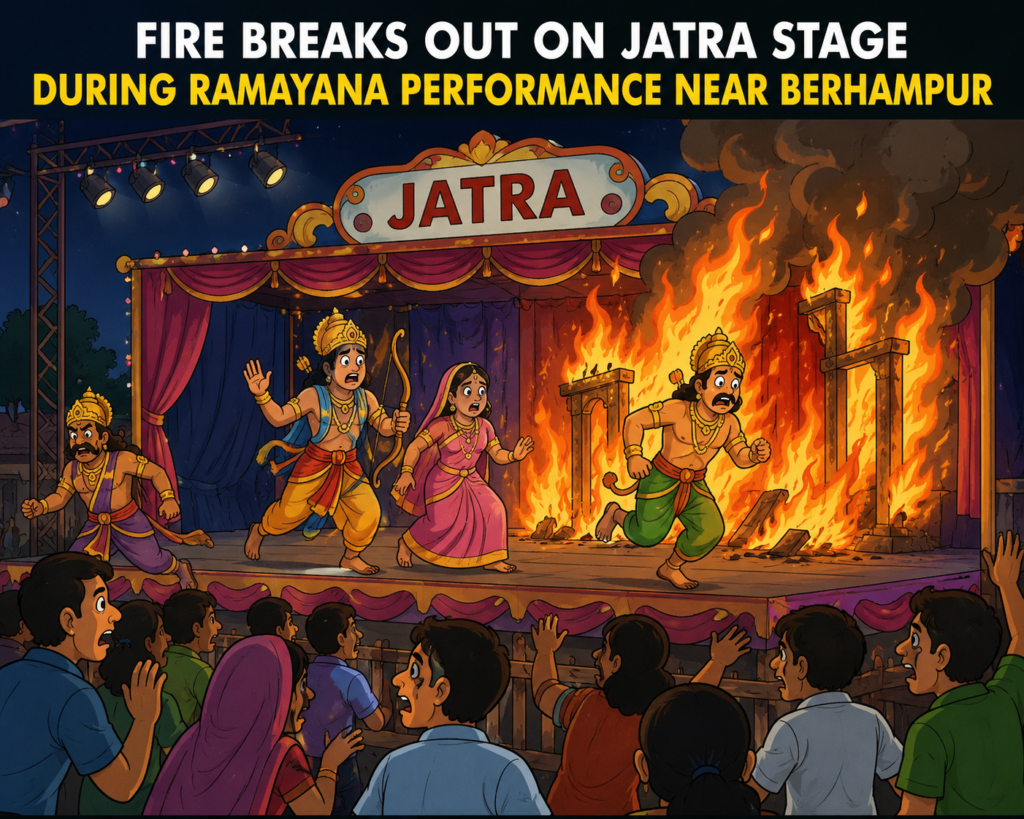 Fire Breaks Out on Jatra Stage During Ramayana Performance Near Berhampur
