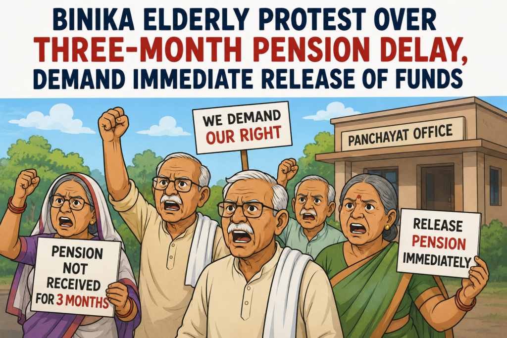 Binika Elderly Protest Over Three-Month Pension Delay in Odisha