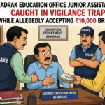 Bhadrak Education Office Junior Assistant Caught in Vigilance Trap While Allegedly Accepting ₹10,000 Bribe