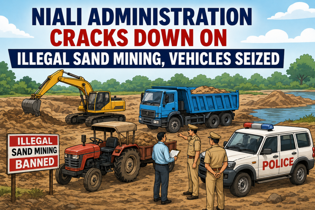 Niali Administration Cracks Down on Illegal Sand Mining, Vehicles Seized