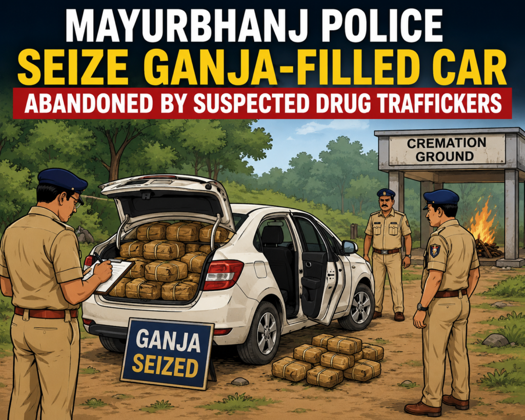 Mayurbhanj Police Seize Ganja-Filled Car Abandoned by Suspected Drug Traffickers