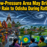 Dark monsoon clouds gather over Odisha as a low-pressure area is expected to form over the Bay of Bengal.