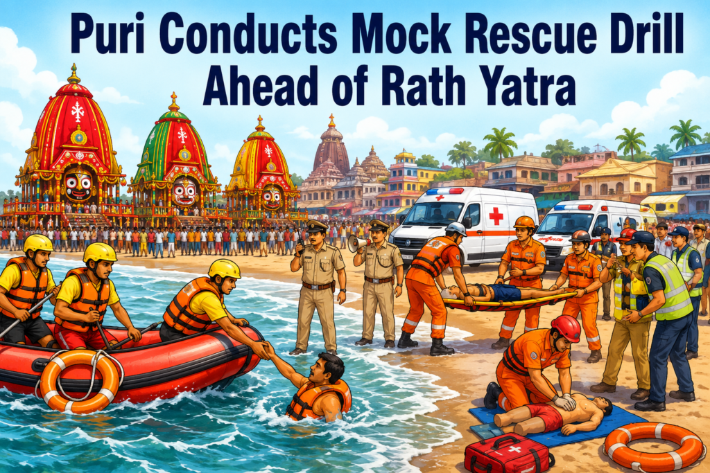 Puri Conducts Mock Rescue Drill Ahead of Rath Yatra to Strengthen Emergency Preparedness