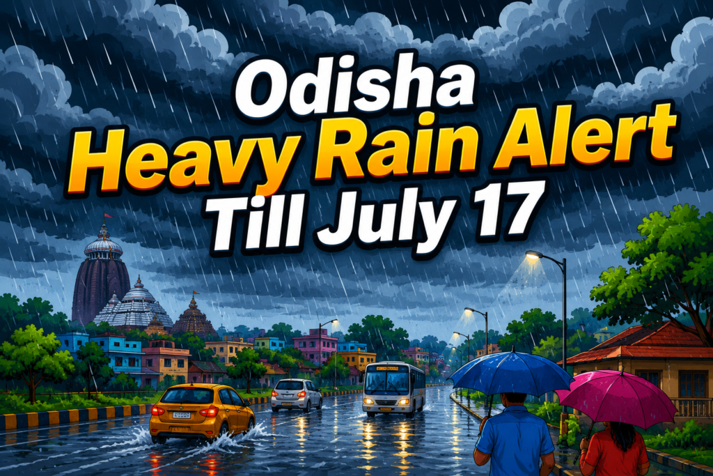 Dark monsoon clouds over Odisha as heavy rainfall is forecast till July 17.