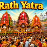 Devotees gather in Puri to witness and participate in the annual Rath Yatra procession.