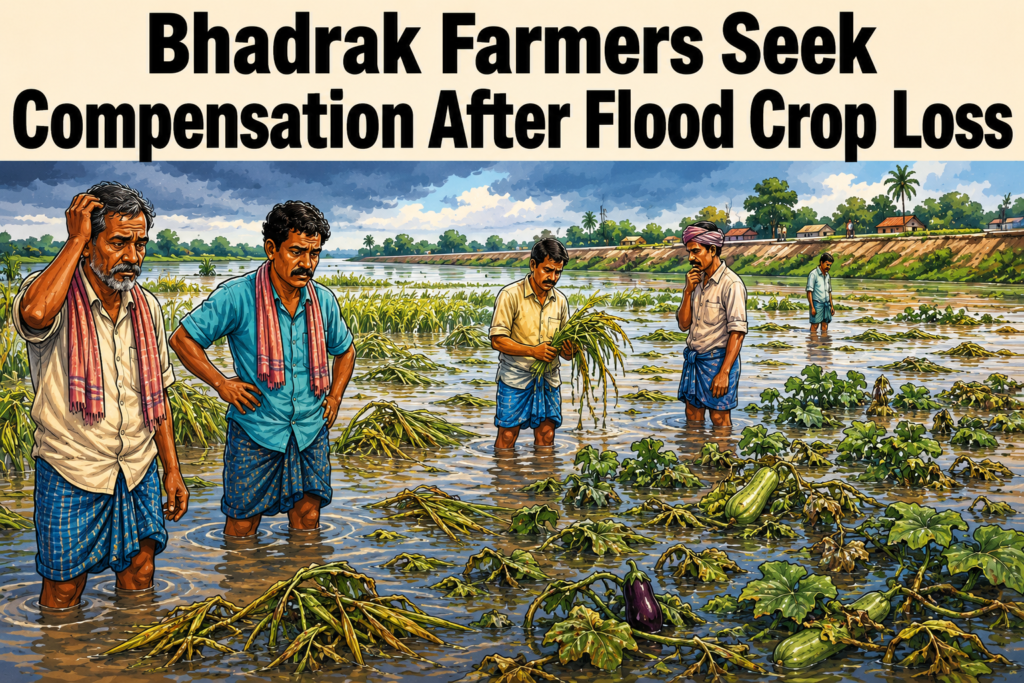 Flood-affected agricultural land submerged in Bhadrak after river waters receded