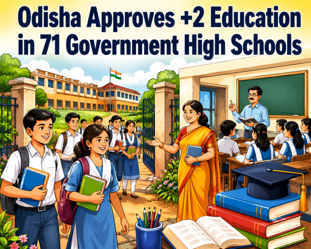 Students at a government high school in Odisha where higher secondary education will be introduced.