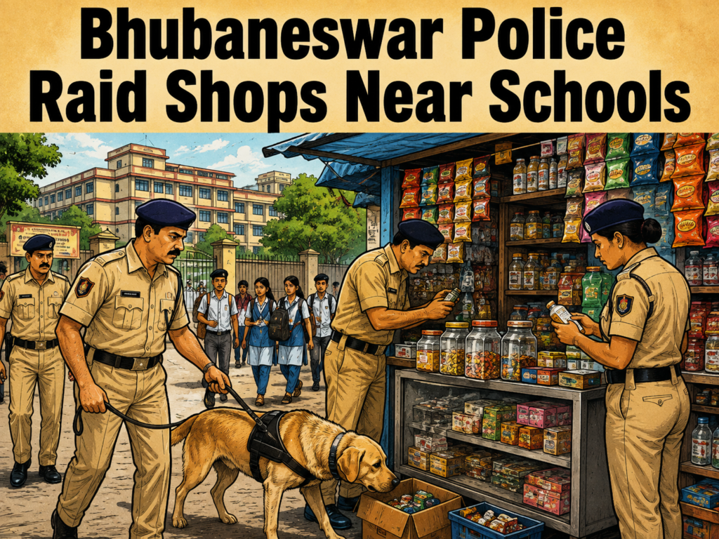 Bhubaneswar police conduct surprise raids at shops near educational institutions with a dog squad