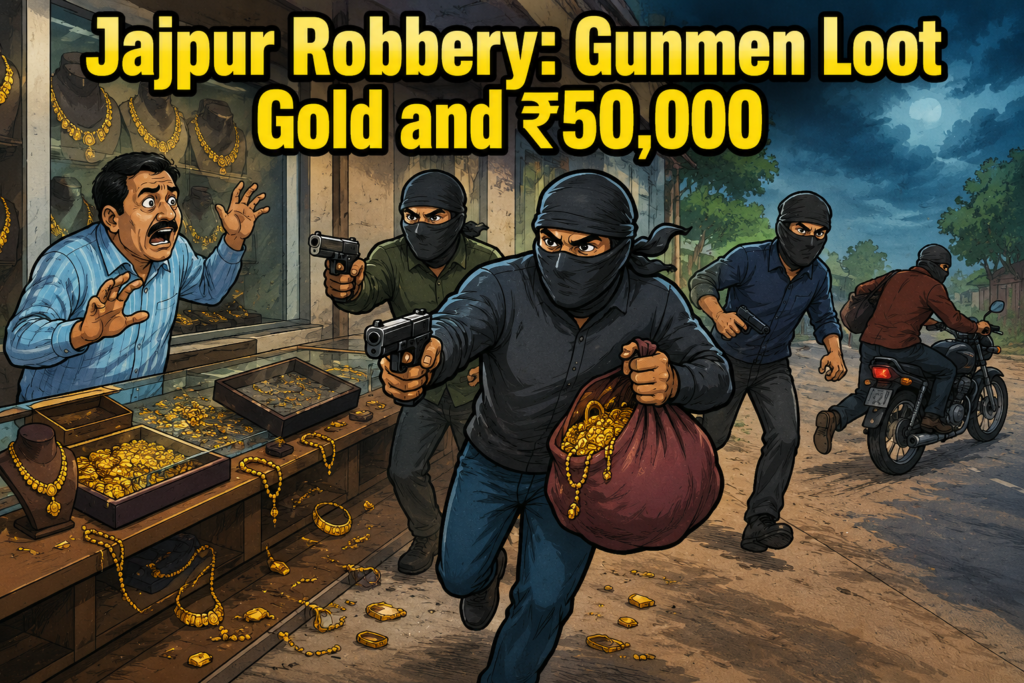 Jajpur robbery on Indarai–Banksahi Road involving alleged gunmen and a jewellery shopkeeper