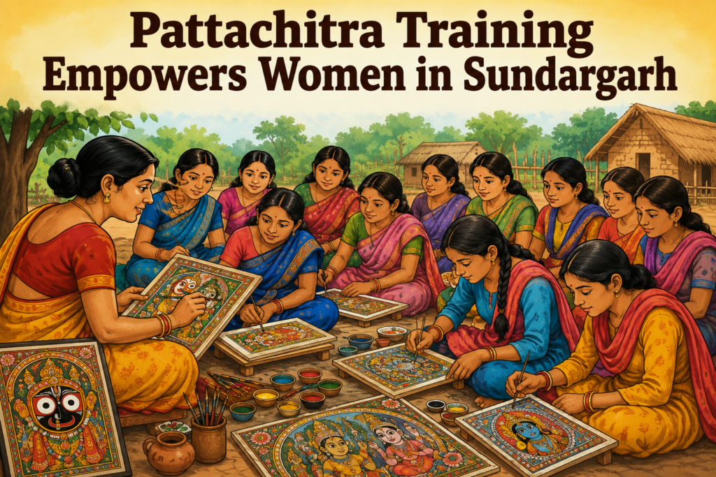 Women and girls in Suidihi Panchayat learn Pattachitra art through a livelihood-focused training initiative.