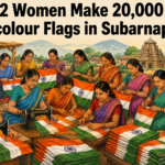 Women from Binika making Tricolour flags ahead of Independence Day in Subarnapur