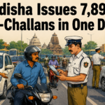 Odisha traffic authorities issue e-challans during a road safety enforcement drive
