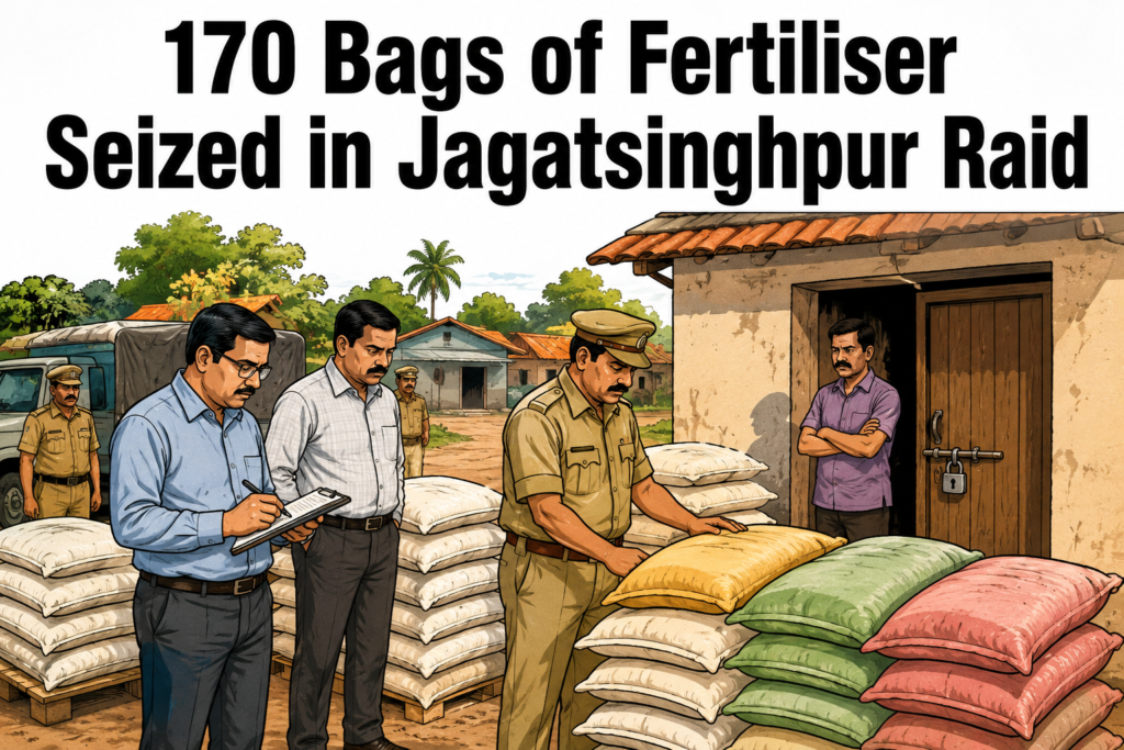 Agriculture Department raid in Dahanikhia village seizes 170 bags of fertiliser in Jagatsinghpur