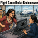 Passenger protests after IndiGo flight cancellation at Bhubaneswar Airport