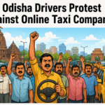 Drivers protesting against online taxi companies in Bhubaneswar