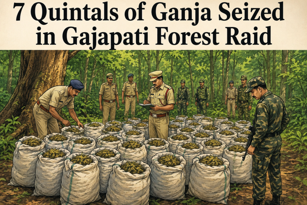 Gajapati Police seize around 7 quintals of ganja from a forest near Atapada village