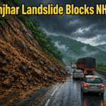 Landslide debris covering part of NH-520 at Barabank Ghati in Keonjhar district after heavy rainfall