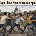 Youths involved in a reported Khaja-related clash near the Srimandir Administration Office in Puri