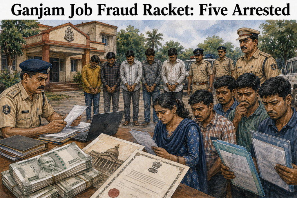 Baidyanathpur Police arrest five accused in alleged Ganjam government job fraud racket