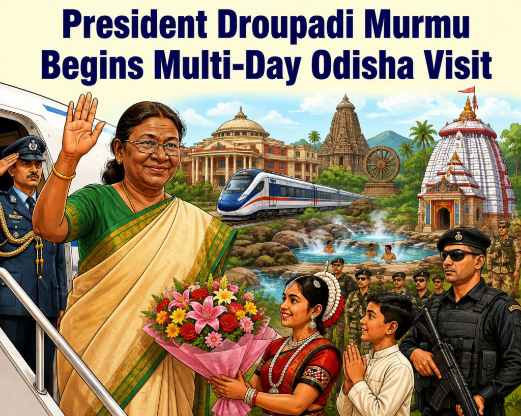 President Droupadi Murmu arriving in Odisha for her multi-day official visit