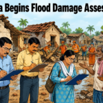 Revenue and Agriculture officials assessing flood damage in Odisha after floodwaters receded.