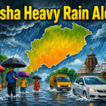 Dark rain clouds over Odisha as heavy rainfall warning is issued for multiple districts.