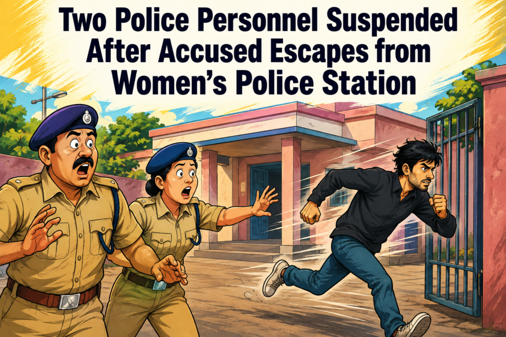 Police personnel suspended after accused escaped from Bhubaneswar Women's Police Station.