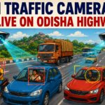 AI-powered traffic enforcement cameras installed on Odisha National Highway for road safety monitoring.