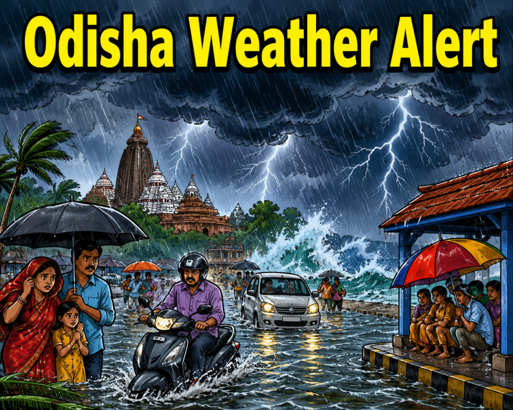 Dark rain clouds over Odisha as IMD issues weather alert with Orange Warning for Mayurbhanj