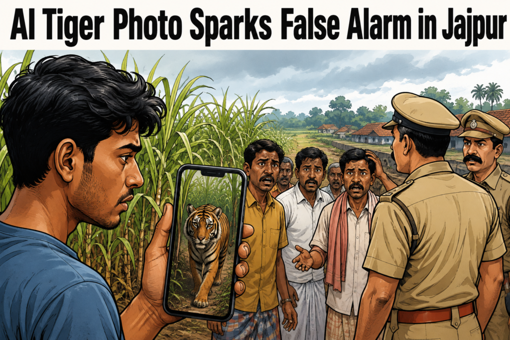 AI-generated tiger photo sparks false tiger alert in Jajpur village