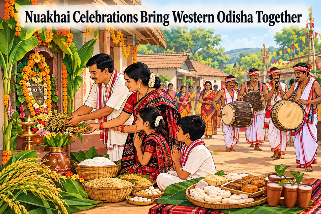 Nuakhai celebrations in Western Odisha with traditional rituals and Nabanna