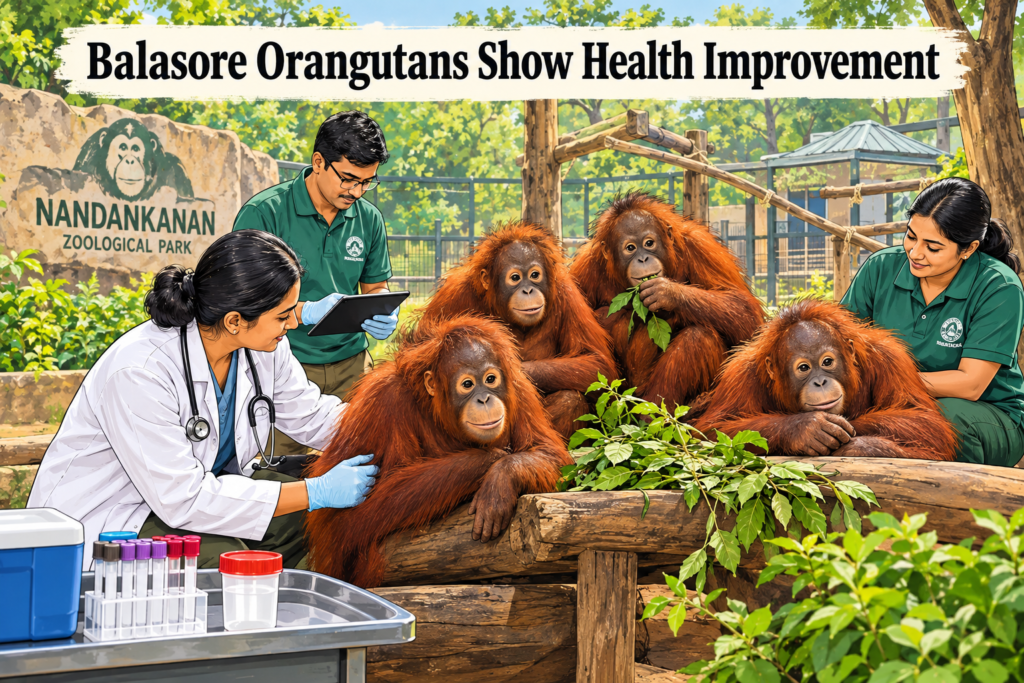 Rescued orangutans from Balasore under health monitoring at Nandankanan Zoological Park