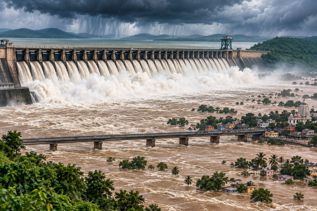 Hirakud Water Level Rises as 28 Gates Open, Mahanadi Flood Concerns Grow