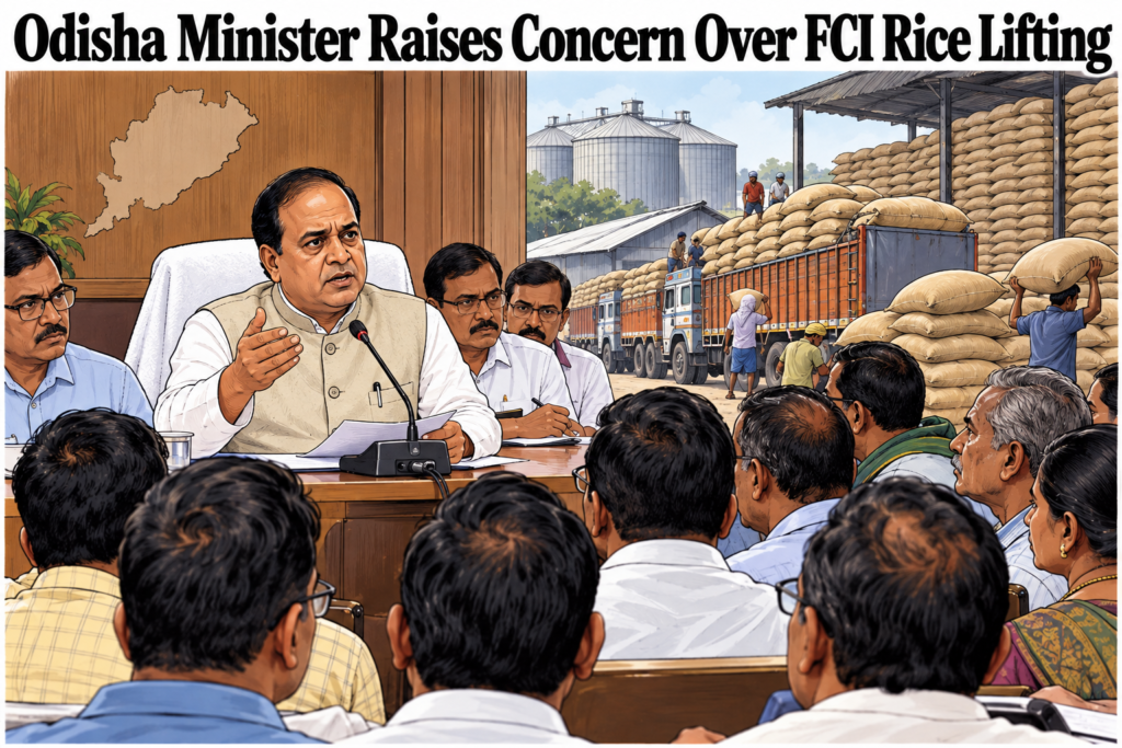 Odisha Food Supplies Minister Krishna Chandra Patra raises concern over FCI rice lifting