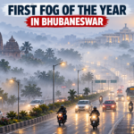 Thick fog covers roads and buildings in Bhubaneswar after Cyclone Arnab
