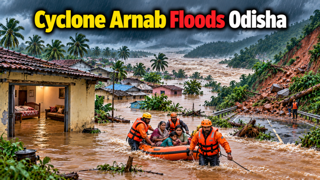 Heavy rainfall linked to Cyclone Arnab has caused flooding, rising river levels and landslides across parts of southern Odisha.