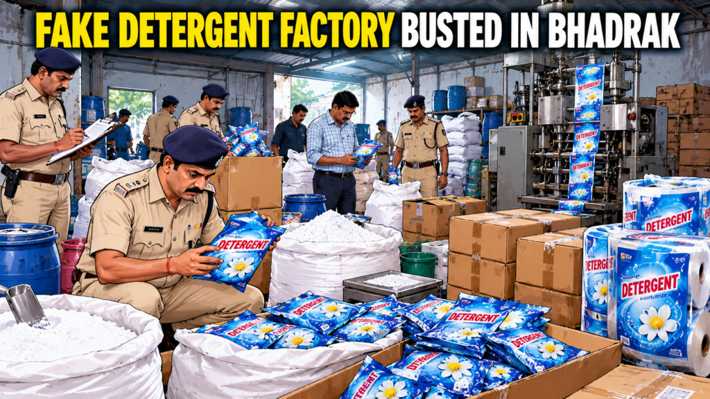Police raid suspected fake detergent manufacturing unit near Ranital Market in Bhadrak