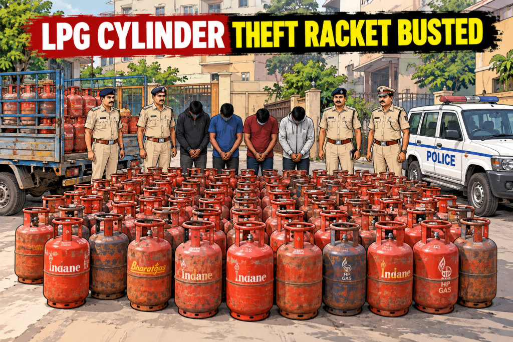 Police recover more than 70 stolen LPG cylinders after busting a theft racket in Bhubaneswar