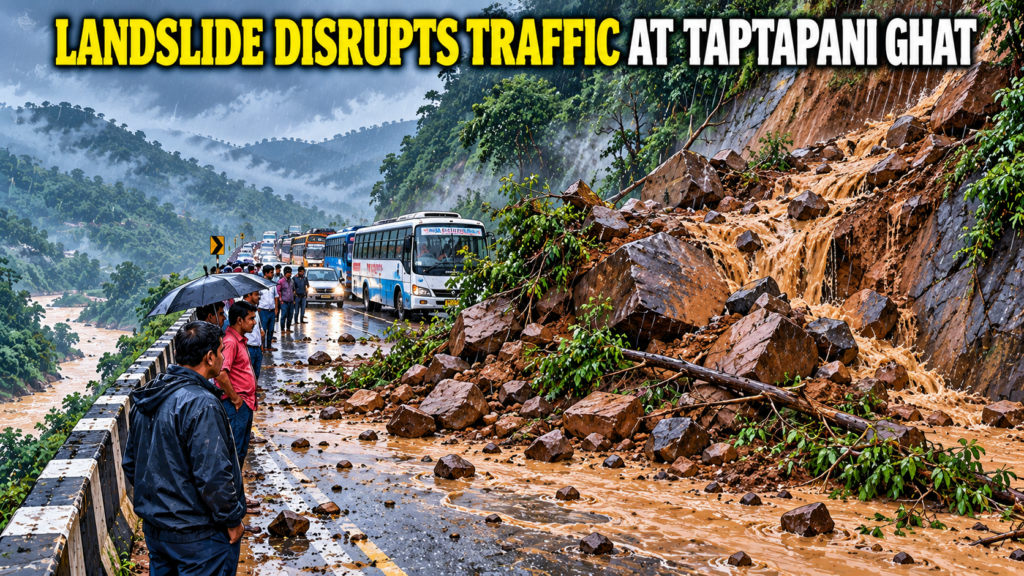 Large boulders and mud on Taptapani Ghat road after landslides during Cyclone Arnab rains