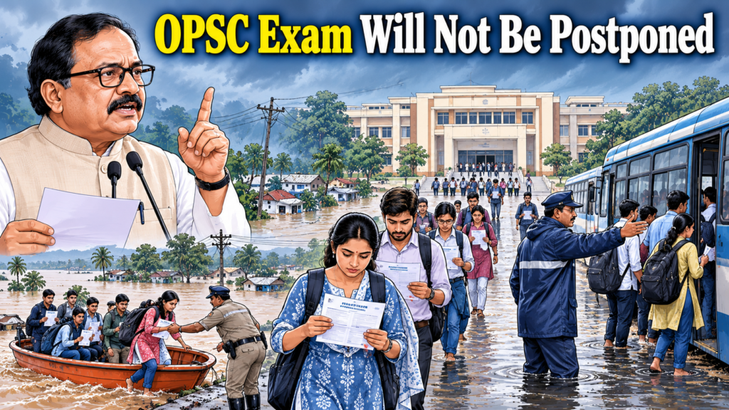 OPSC examination candidates receive special travel assistance from the Odisha government amid cyclone-related flooding.